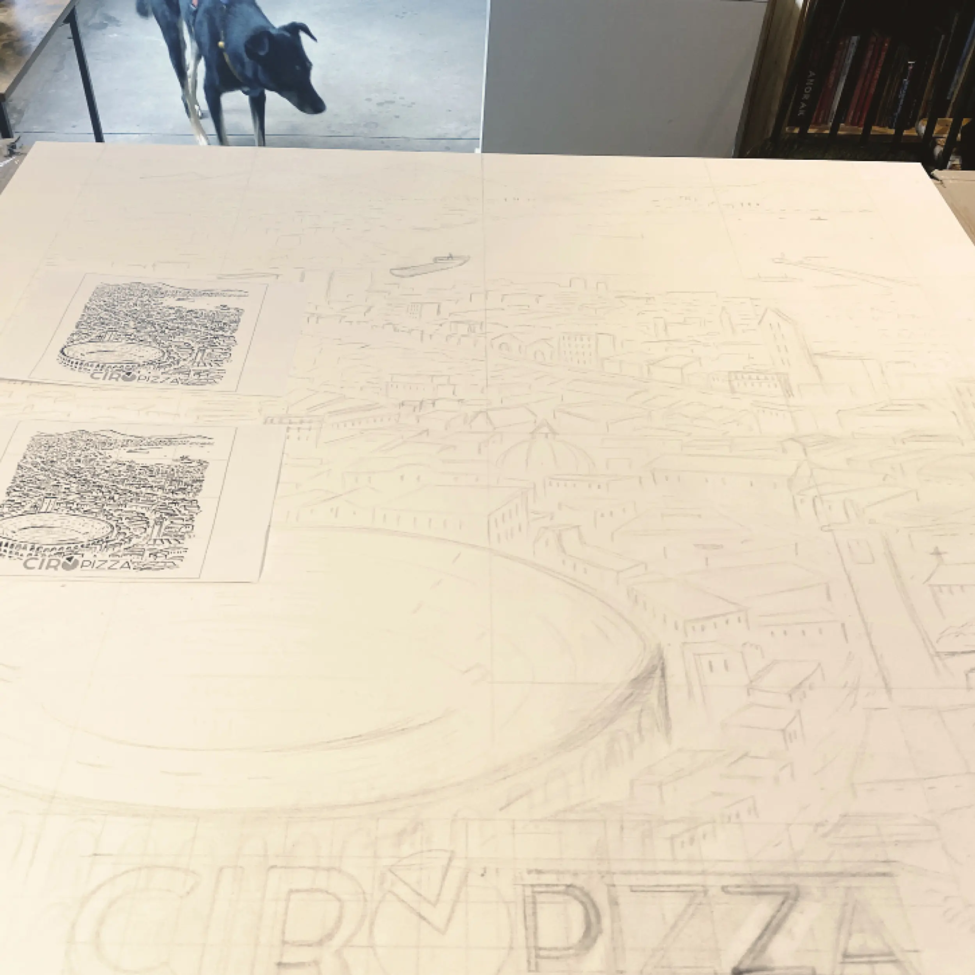 potlood tekening Ciro Pizza Verona Napels Petiet